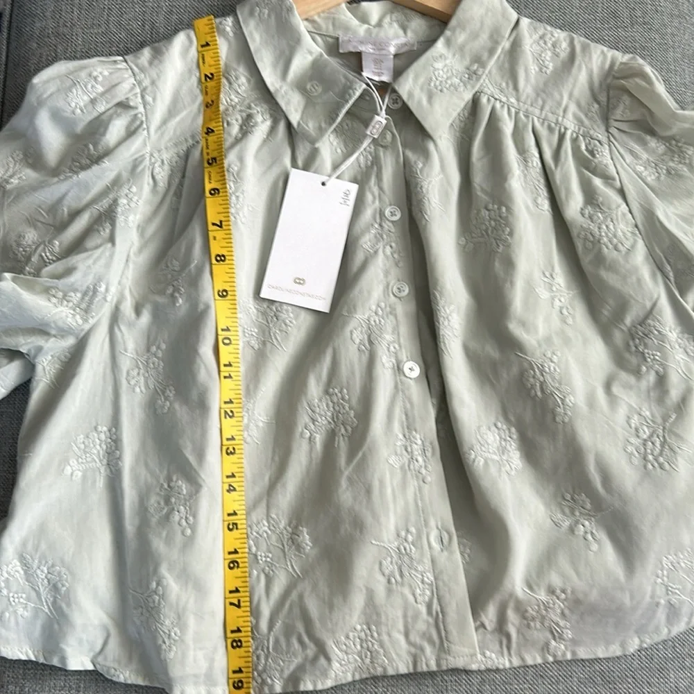 Caroline  Constas Sage Green Embroidered Women's Top 100% cotton - Picture 10 of 11